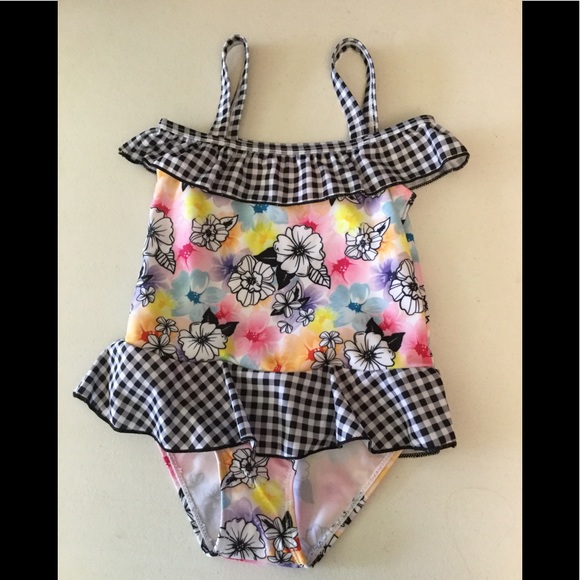 NWT Surf Zone sz 4/5 deep Navy gingham and floral - Picture 1 of 3